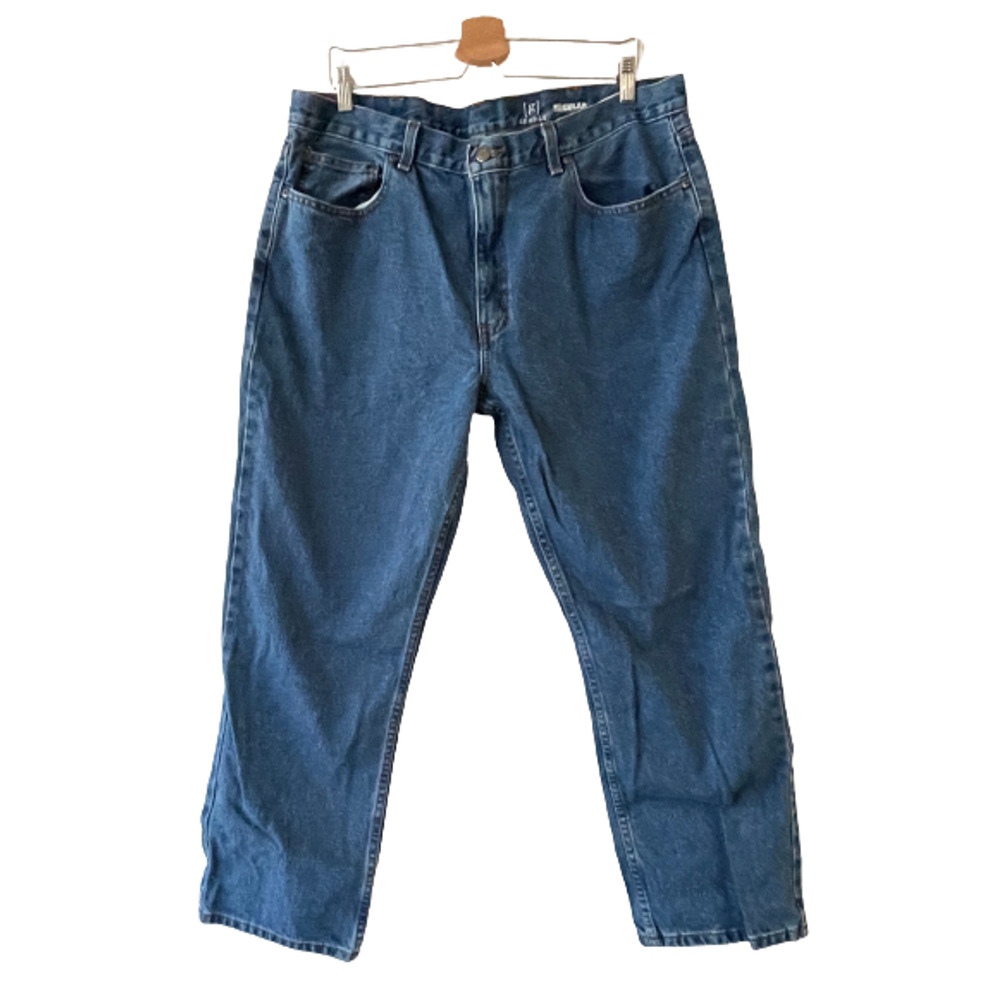George Mens Size 40 x 30 Regular Fit Straight Denim Blue Jeans‎ Medium Wash